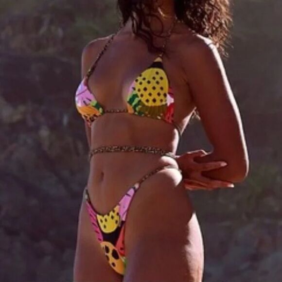 NEW It’s now cool  String Bikini Bottom cheeky thong in Tropicool, size M - Picture 2 of 12